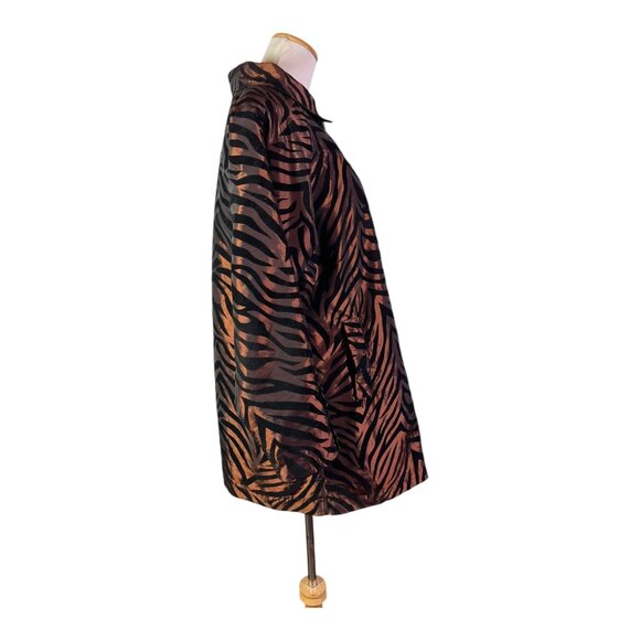 UBU Size M Zebra Stripe Flocked Jacket Button-Front Brown Black - Picture 12 of 14